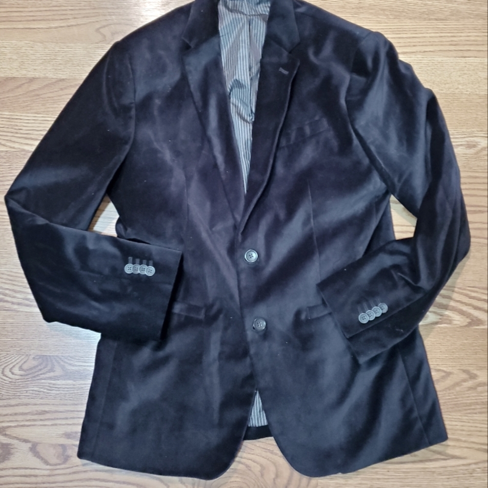 BANANA REPUBLIC SLIM FIT VELVET BLAZER BLACK SZ 40 R